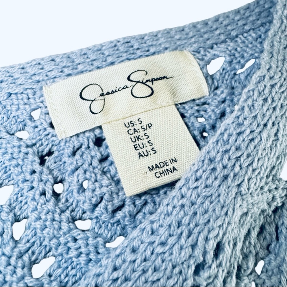 Jessica Simpson Light Blue Crochet Tie-Front Tank - size small - Picture 3 of 7